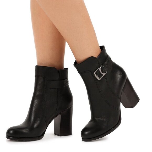Frye Parker D-Ring Block Heel Leather Booties 7.5 M Zip Casual Western - Picture 1 of 10
